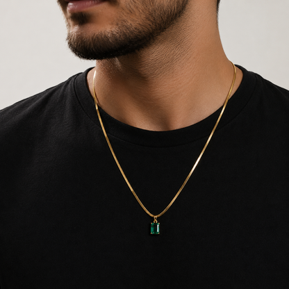 EMERALD HERRINGBONE PENDANT